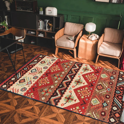 Bohemian Area Rug – Soft Non-Slip Ethnic Style Carpet, Machine Washable