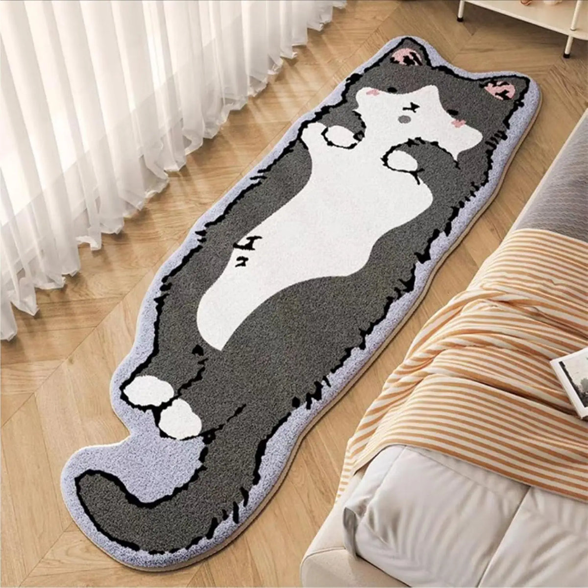 Cartoon Cat Rug – Non-Slip Soft Floor Mat for Bedroom & Living Room