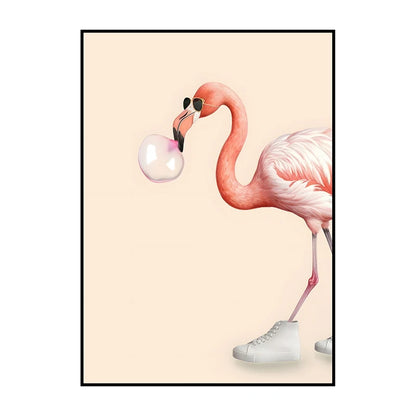 Flamingo on Roller Skates Wall Art Poster – Minimalist Print