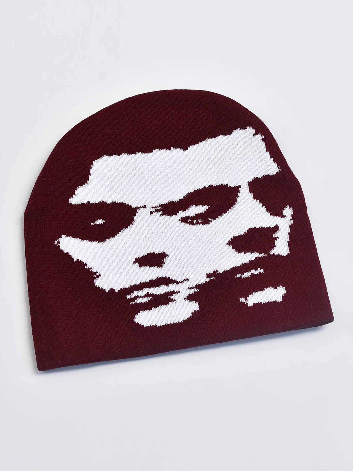 Y2K Goth Face Knit Beanie – Unisex Streetwear Pullover Cap