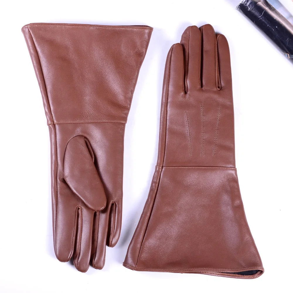 Women's Leather Gauntlet Gloves – Long Cuff Medieval & Renaissance Style