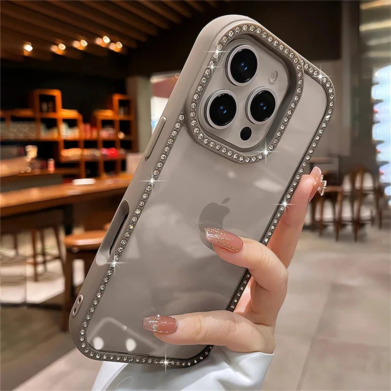 Rhinestone Diamond Clear Case for iPhone 16 15 14 13 Pro Max | Luxury Bling Shockproof Cover