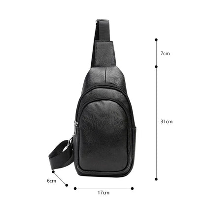 Genuine Leather Men's Sling Chest Bag – Casual Crossbody Shoulder Pack
