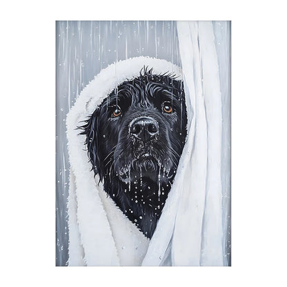 Funny Dog Bathroom Poster – Schnauzer in Bathrobe Wall Art Print