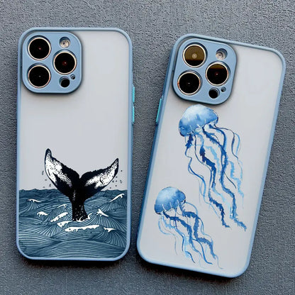 iPhone Case Ocean Wave Frosted with Camera Lens Protection