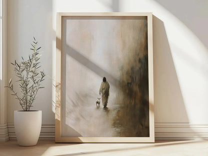 Good Shepherd Poster – Jesus & Lost Sheep Watercolor Wall Art