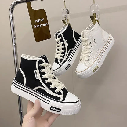 Women's Platform High-Top Canvas Sneakers