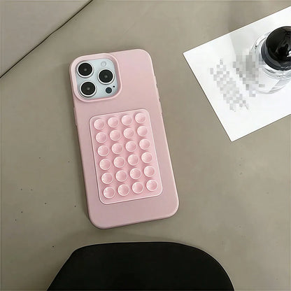 3D Suction Cup Stand Phone Case – Litchi Texture for iPhone