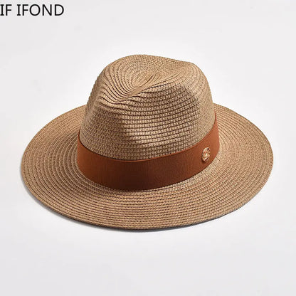 Panama Straw Sun Hat Unisex Elegant Beach Travel Hat