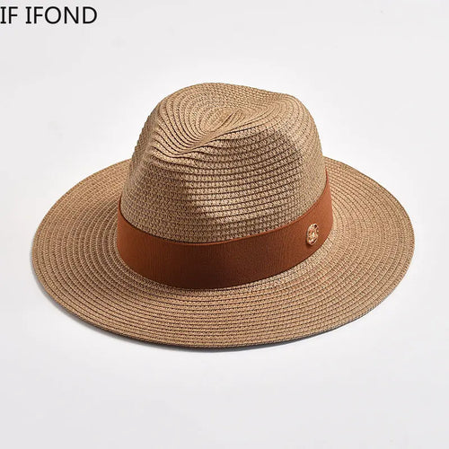 Panama Straw Sun Hat Unisex Elegant Beach Travel Hat