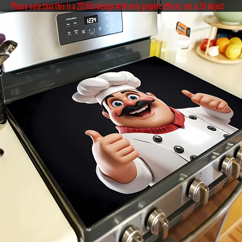Cartoon Chef Stove Top Protector Mat – Dustproof Kitchen Cover Pad