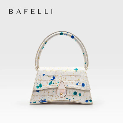 Designer Mini Top Handle Bag – Croc-Embossed Paint Splash