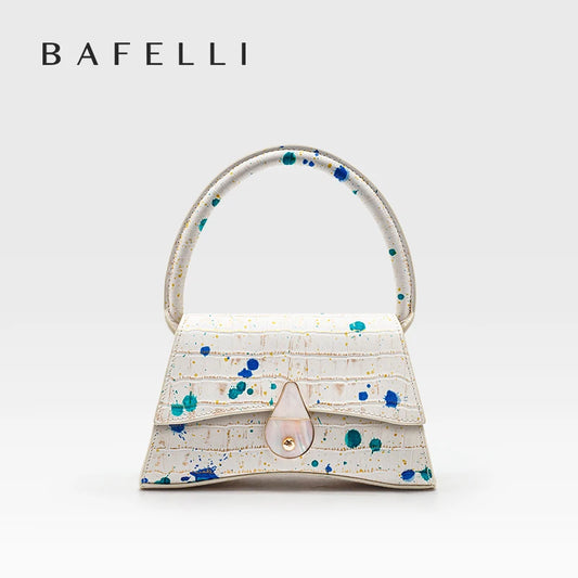 Designer Mini Top Handle Bag – Croc-Embossed Paint Splash