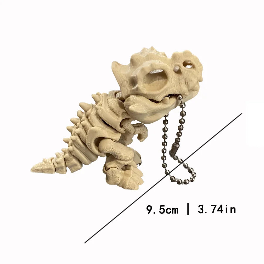 3D Printed T-Rex Skeleton Fidget Keychain – Articulated Dinosaur Toy