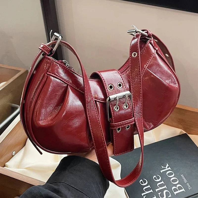 Retro Burgundy Underarm Shoulder Bags