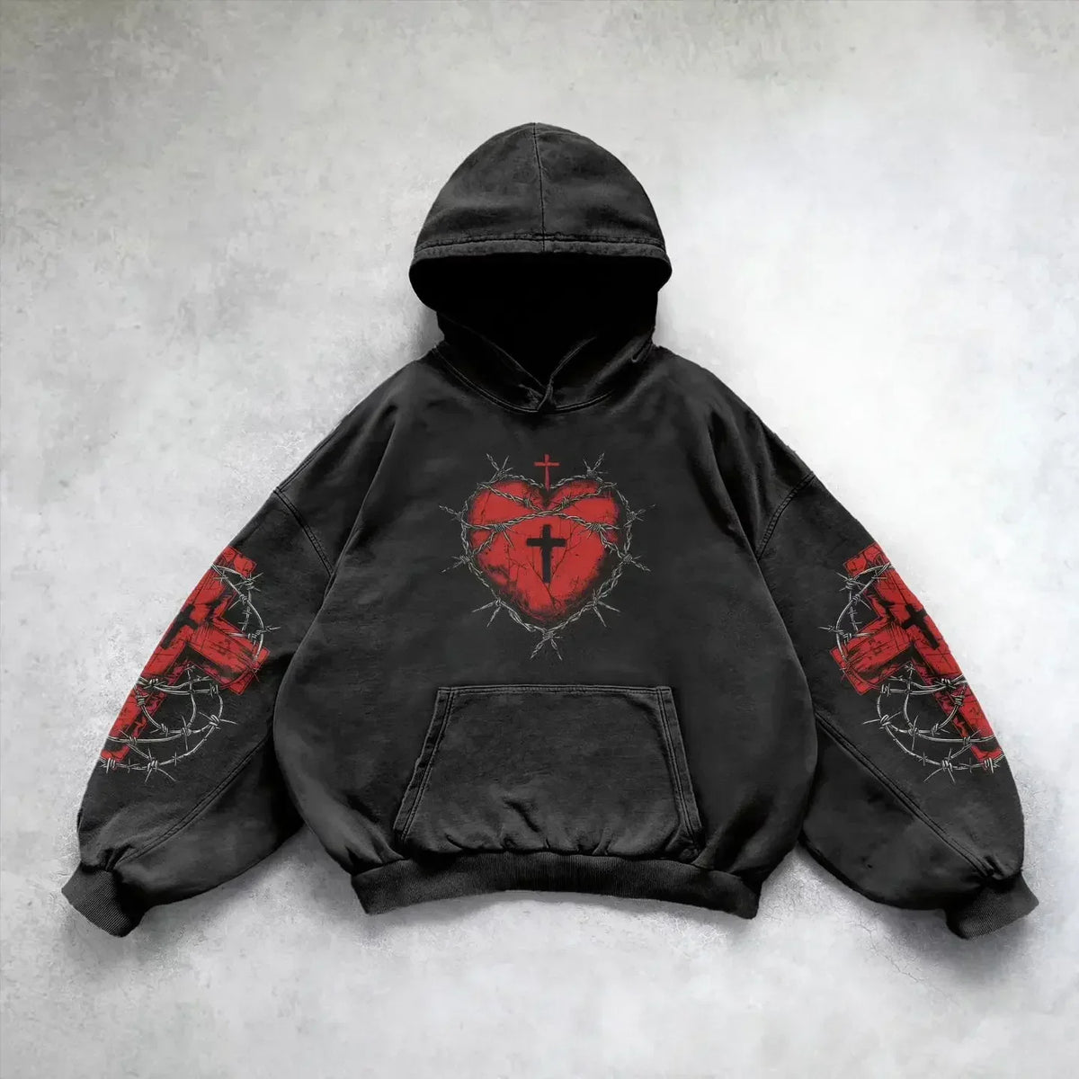 Angel Graphic Oversized Hoodie – Y2K Goth Streetwear Women
