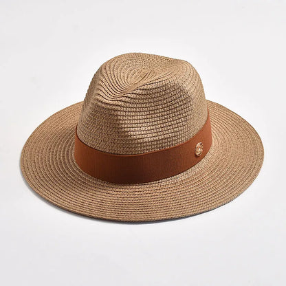 Panama Straw Sun Hat Unisex Elegant Beach Travel Hat