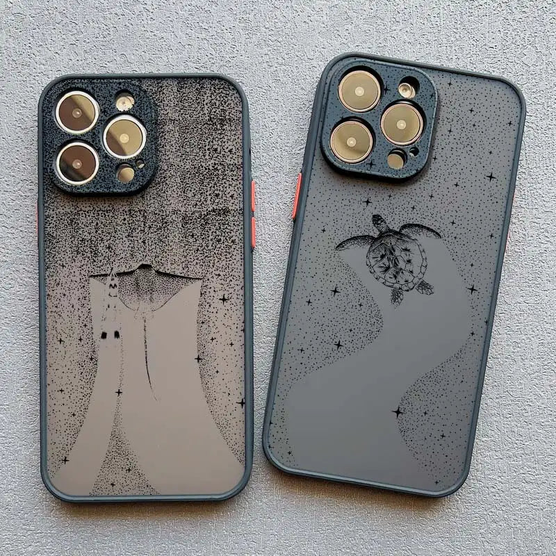 Manta Ray Dotted Art Phone Case – iPhone 17 16 15 14 13 12 11 Pro Max