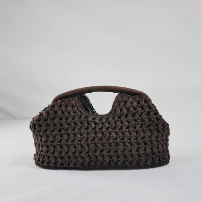 Elegant Ladies Chain Woven Handbag Straw Shoulder Bag Fashionable Raffia Crossbody Beach Summer