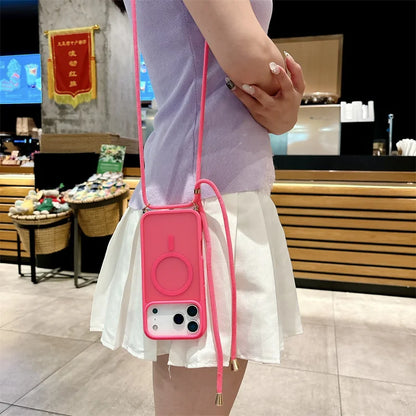 MagSafe Lanyard iPhone Case Candy Color Crossbody Necklace