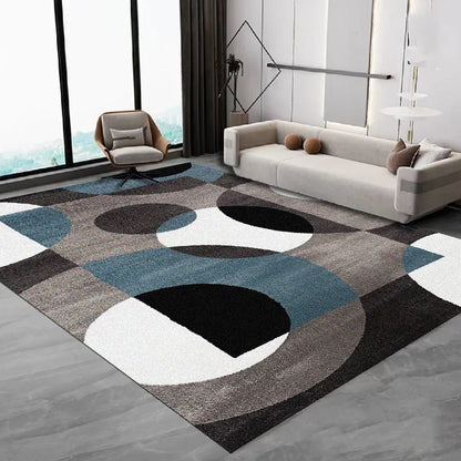 Grey & Black Diamond Area Rug – Minimalist Living Room Carpet