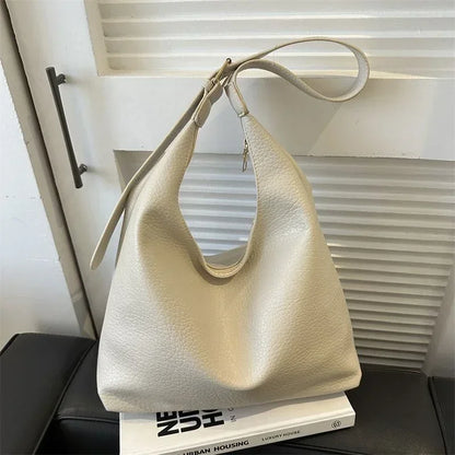 Fashion Leather Tote Bag Simple Large High Capacity Shoulder Bag