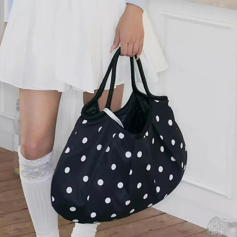 Minimalist Polka Dot Canvas Tote Bag