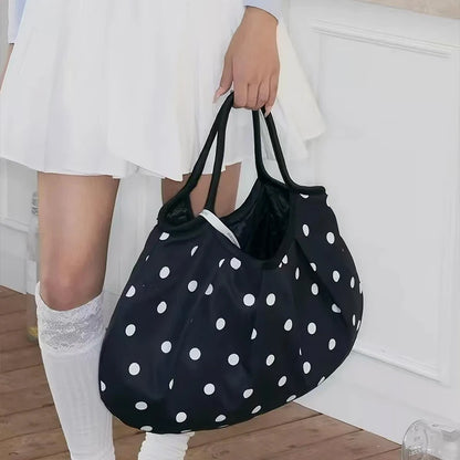 Minimalist Polka Dot Canvas Tote Bag