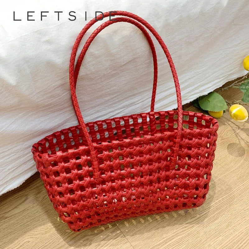 Hollow-Out Woven Tote Bag for Women – Korean Y2K Handbag