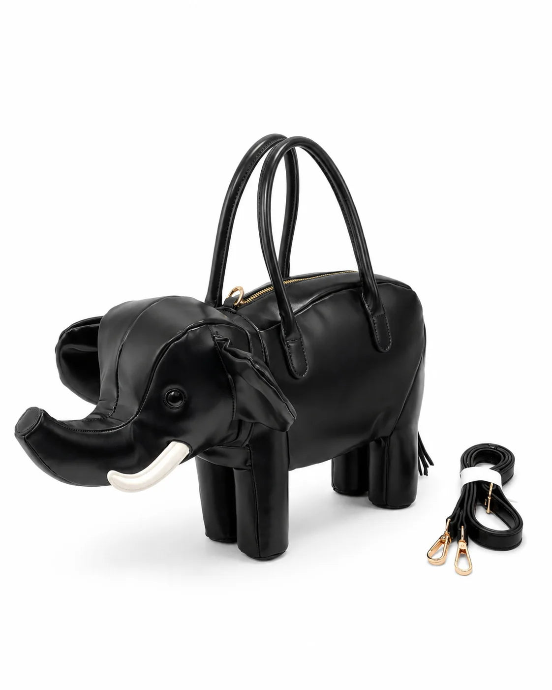 Creative Handbag Elephant Shape Shoulder Bag Pu Versatile Zipper Luxury Retro Casual Messenger