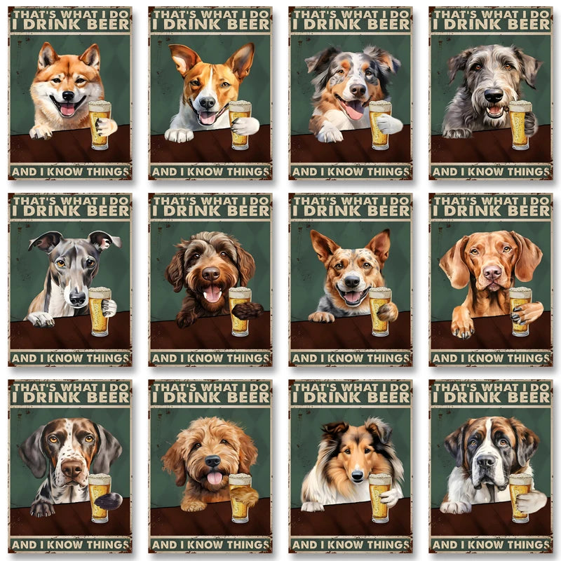 Funny Dog Beer Poster – That's What I Do I Drink Beer Wall Art