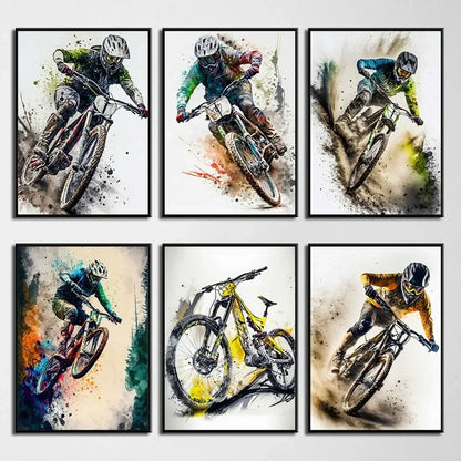 Mountain Bike Watercolor Wall Art Print Cycling Poster