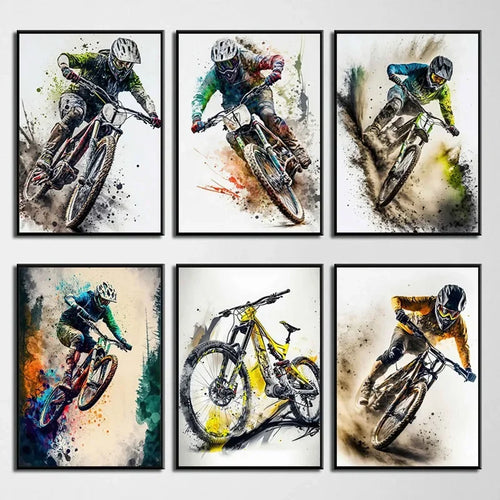 Mountain Bike Watercolor Wall Art Print Cycling Poster