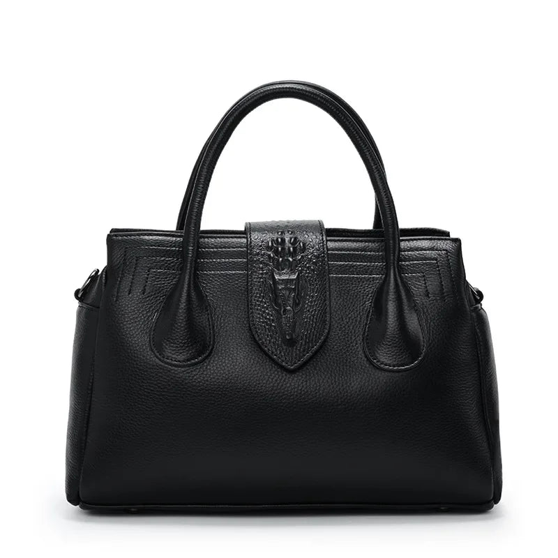 Genuine Leather Alligator-Embossed Women's Shoulder Bag
