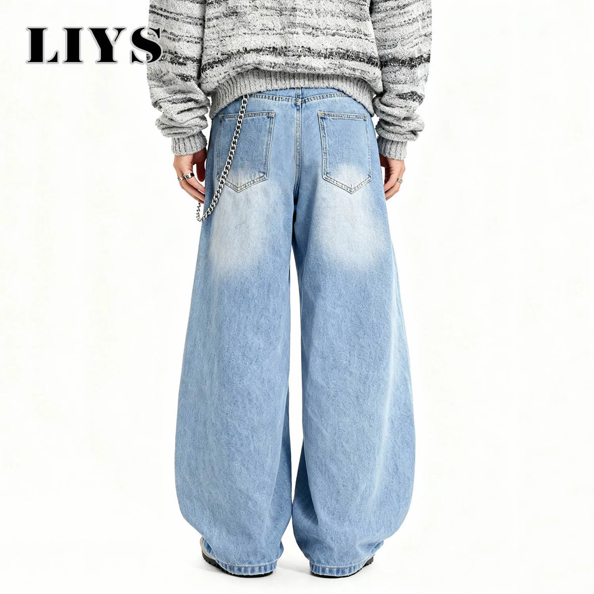 Y2K Baggy Wide Leg Jeans – Light Blue Retro Washed Denim