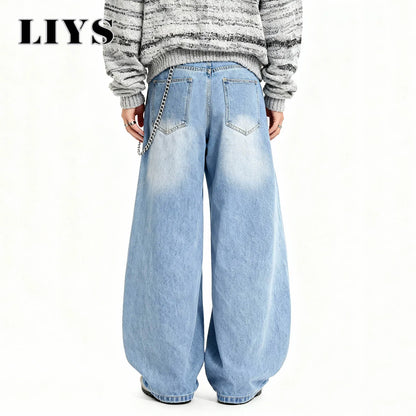 Y2K Baggy Wide Leg Jeans – Light Blue Retro Washed Denim
