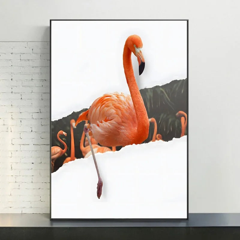 Flamingo on Roller Skates Wall Art Poster – Minimalist Print