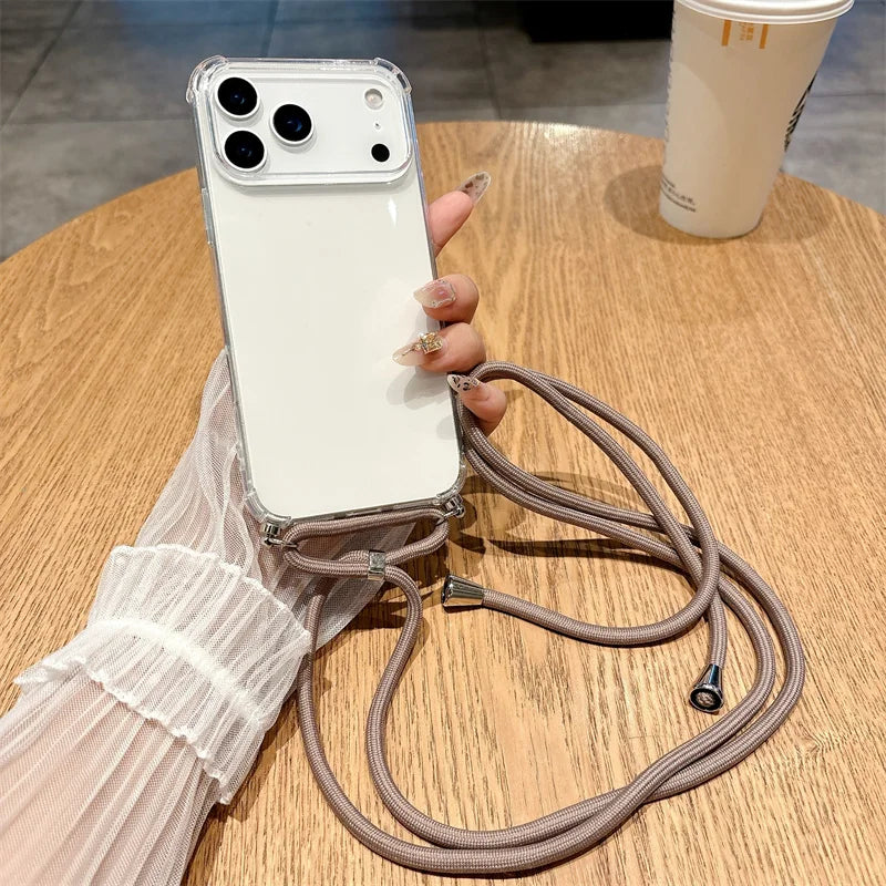 iPhone Crossbody Lanyard Case – Clear Shockproof Bumper Cover