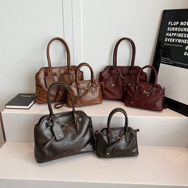 Retro PU Leather Handbag – Women's Y2K Crossbody Shoulder Bag