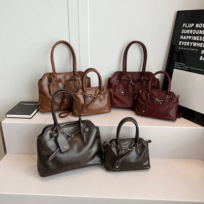 Retro PU Leather Handbag – Women's Y2K Crossbody Shoulder Bag