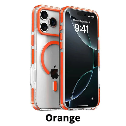 MagSafe Clear iPhone Case with Colorful Striped Border