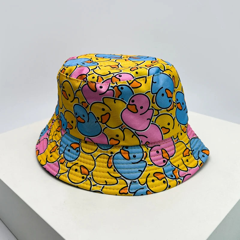 Duck Print Bucket Hat – Reversible Unisex Fisherman Cap