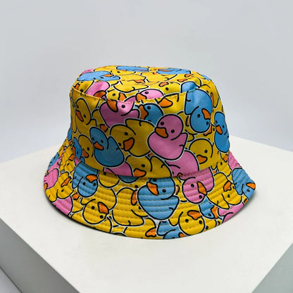 Duck Print Bucket Hat – Reversible Unisex Fisherman Cap