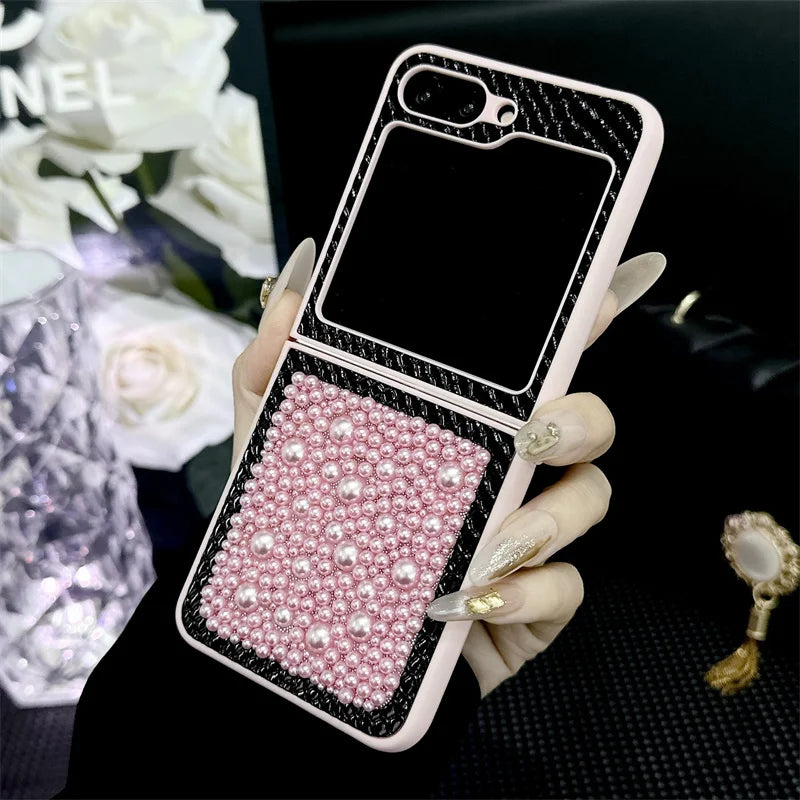 Samsung Galaxy Z Flip Case 3D Pearl Glitter – Luxury Bling Cover