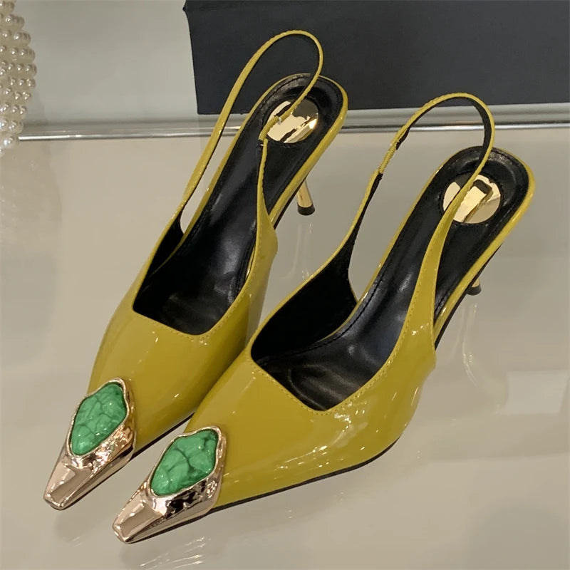 Diamond Stone Slingback Pumps – Women's Stiletto Heels
