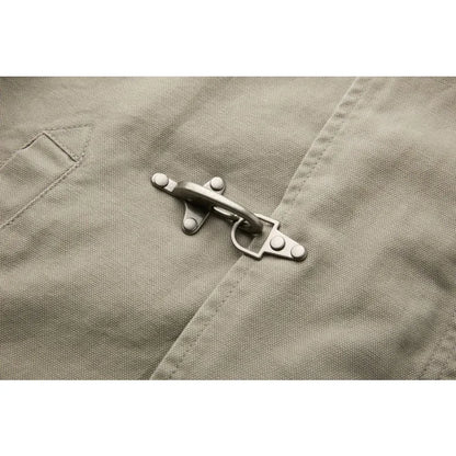 Retro Workwear Jacket – Unisex Short Coat with Metal Clasp Detail