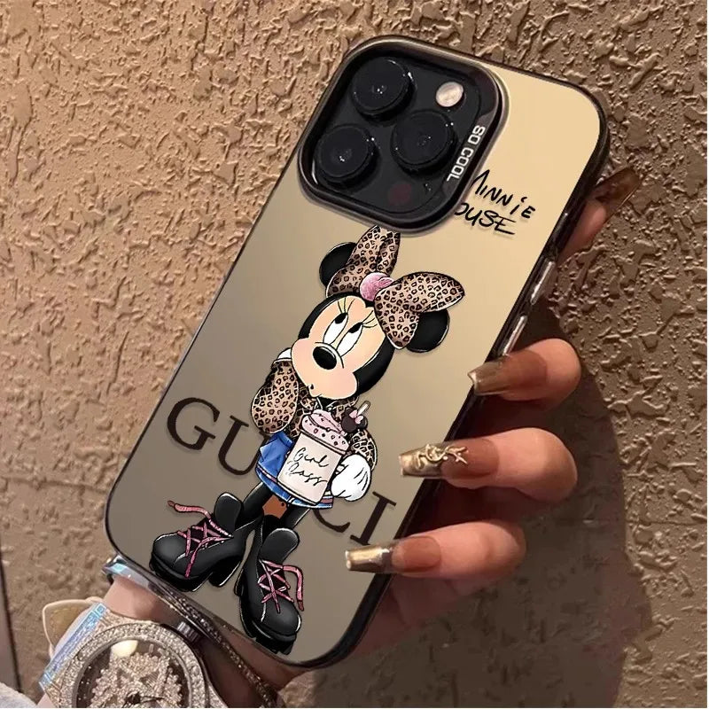 Leopard Print Minnie Mouse Phone Case for Samsung Galaxy S26 S25 S24 S23 S22 S21 S20