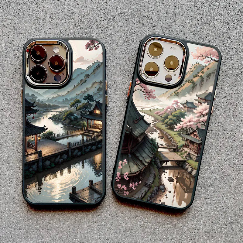 Mountain Peak Lake Vintage Silicone Phone Case