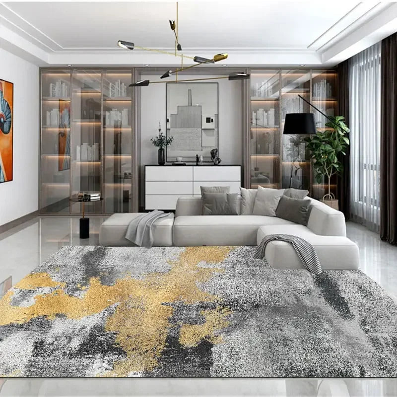 Modern Grey Area Rug – Soft Textured Carpet for Living Room & Bedroom