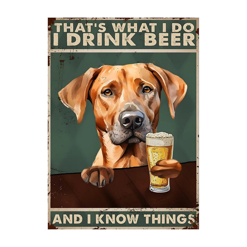 Funny Dog Beer Poster – That's What I Do I Drink Beer Wall Art